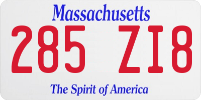 MA license plate 285ZI8