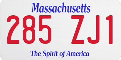 MA license plate 285ZJ1