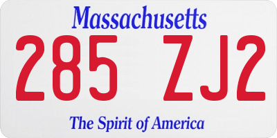 MA license plate 285ZJ2