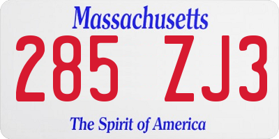 MA license plate 285ZJ3