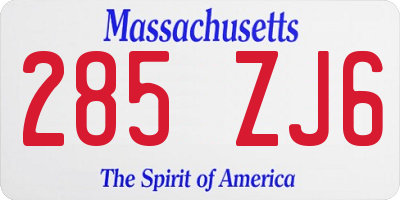MA license plate 285ZJ6