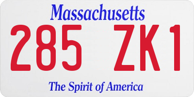 MA license plate 285ZK1