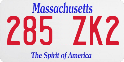 MA license plate 285ZK2