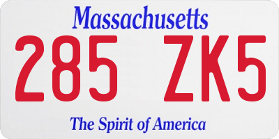 MA license plate 285ZK5