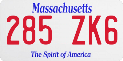 MA license plate 285ZK6