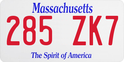 MA license plate 285ZK7