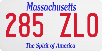 MA license plate 285ZL0