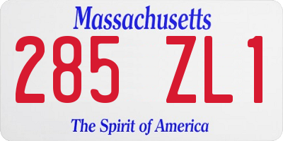 MA license plate 285ZL1