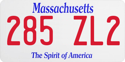 MA license plate 285ZL2