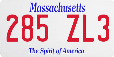 MA license plate 285ZL3