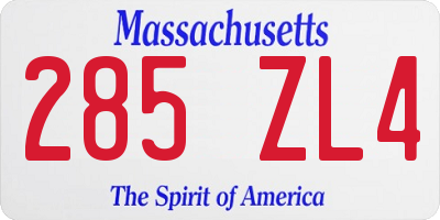 MA license plate 285ZL4