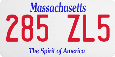 MA license plate 285ZL5