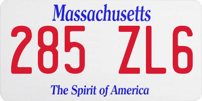 MA license plate 285ZL6
