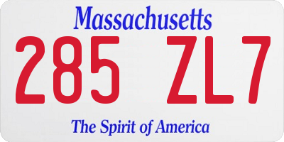 MA license plate 285ZL7