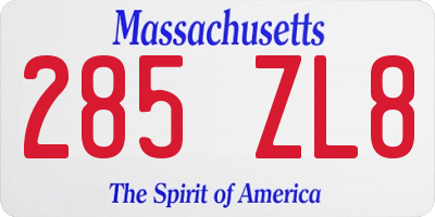 MA license plate 285ZL8