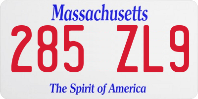 MA license plate 285ZL9