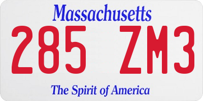 MA license plate 285ZM3