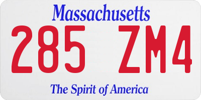 MA license plate 285ZM4