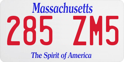 MA license plate 285ZM5