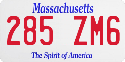 MA license plate 285ZM6