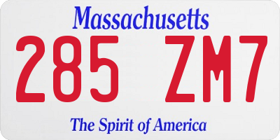 MA license plate 285ZM7