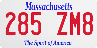 MA license plate 285ZM8