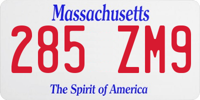 MA license plate 285ZM9