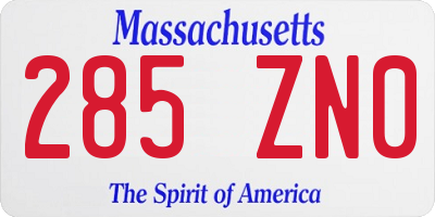 MA license plate 285ZN0