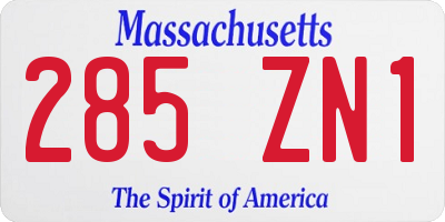 MA license plate 285ZN1