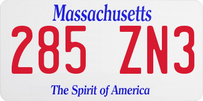 MA license plate 285ZN3