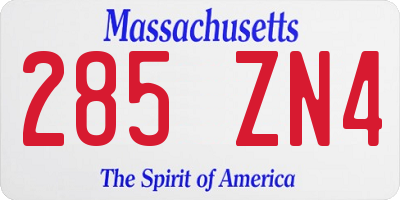 MA license plate 285ZN4