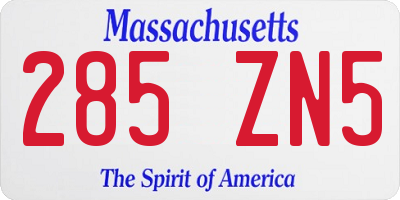 MA license plate 285ZN5