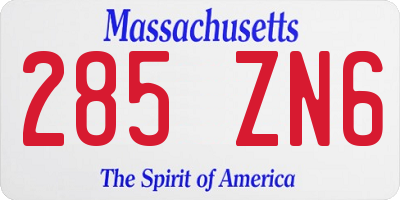 MA license plate 285ZN6