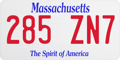 MA license plate 285ZN7