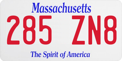 MA license plate 285ZN8