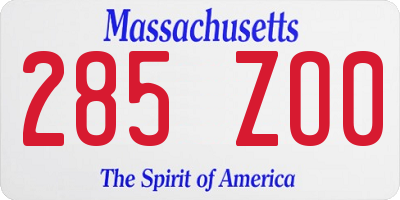 MA license plate 285ZO0