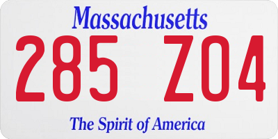 MA license plate 285ZO4