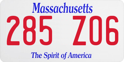 MA license plate 285ZO6