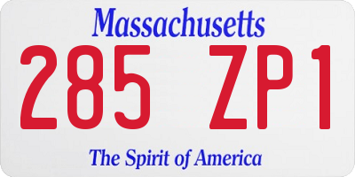 MA license plate 285ZP1