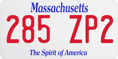 MA license plate 285ZP2
