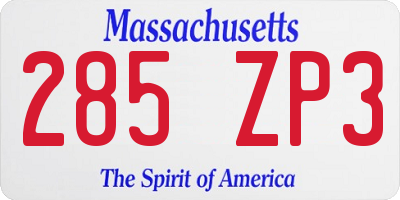 MA license plate 285ZP3