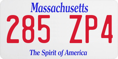 MA license plate 285ZP4
