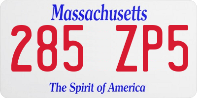 MA license plate 285ZP5