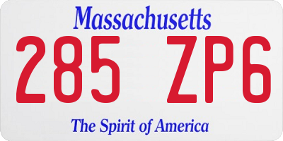 MA license plate 285ZP6