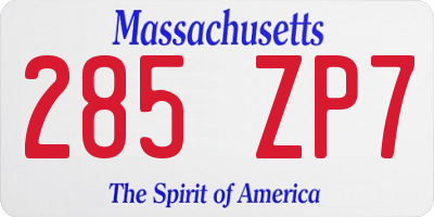 MA license plate 285ZP7
