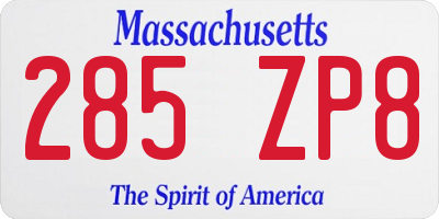 MA license plate 285ZP8