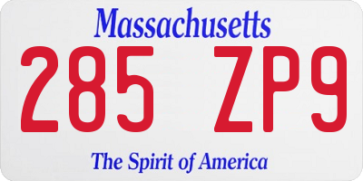 MA license plate 285ZP9