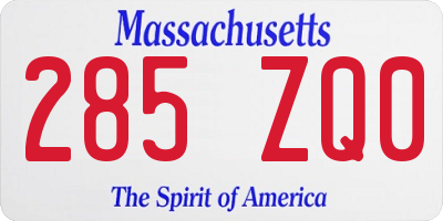 MA license plate 285ZQ0