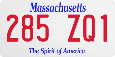 MA license plate 285ZQ1