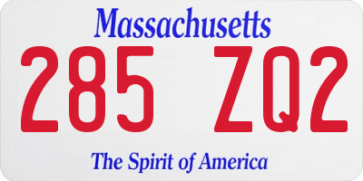 MA license plate 285ZQ2